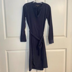 NWOT Banana Republic Long-Sleeved Belted Midi Shirt Dress (Size 0, Navy Blue)
